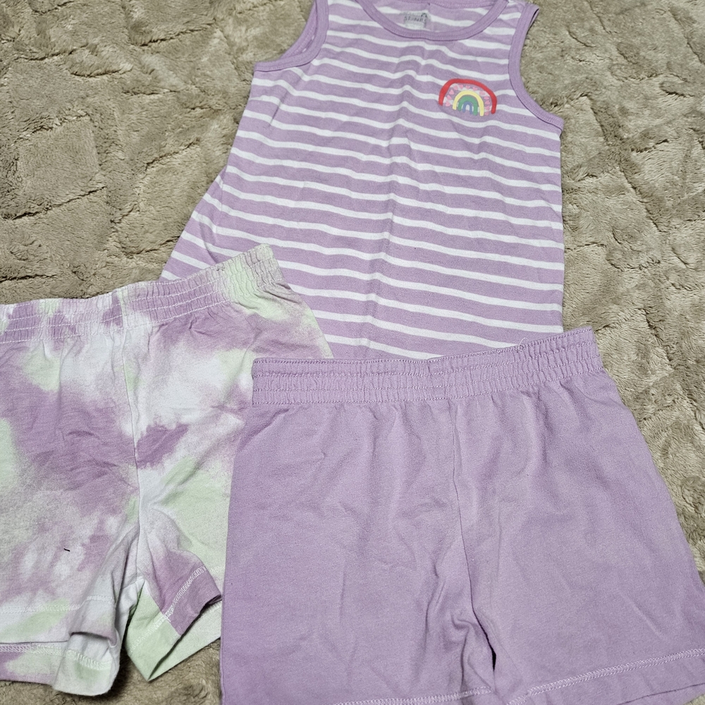 Purple Striped Tank and Shorts Set